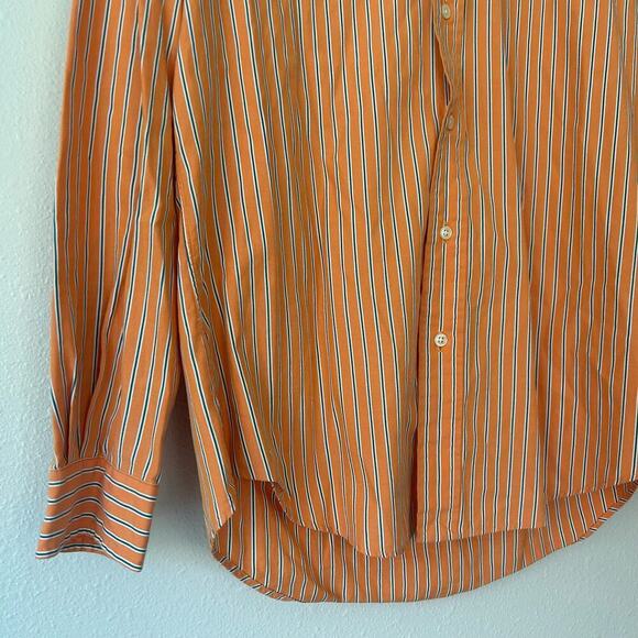Ralph Lauren preppy button up collared dress shirt orange striped custom fit M​ - Picture 6 of 12